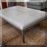 F20. Restoration Hardware leather cocktail ottoman. 17”h x 67”w x 43”d 
